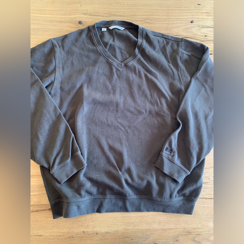 Cutter and Buck V Neck Sweatshirt Brown Pima Cotton Women’s Large Preloved